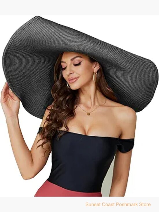 Oversized Straw Sun Hat Foldable Wide Brim Beach main image 5